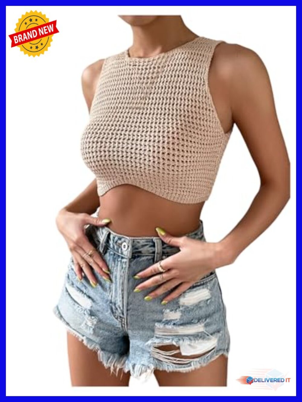 Women's Crochet Crop Tank Top Sleeveless Knit Sexy Summer